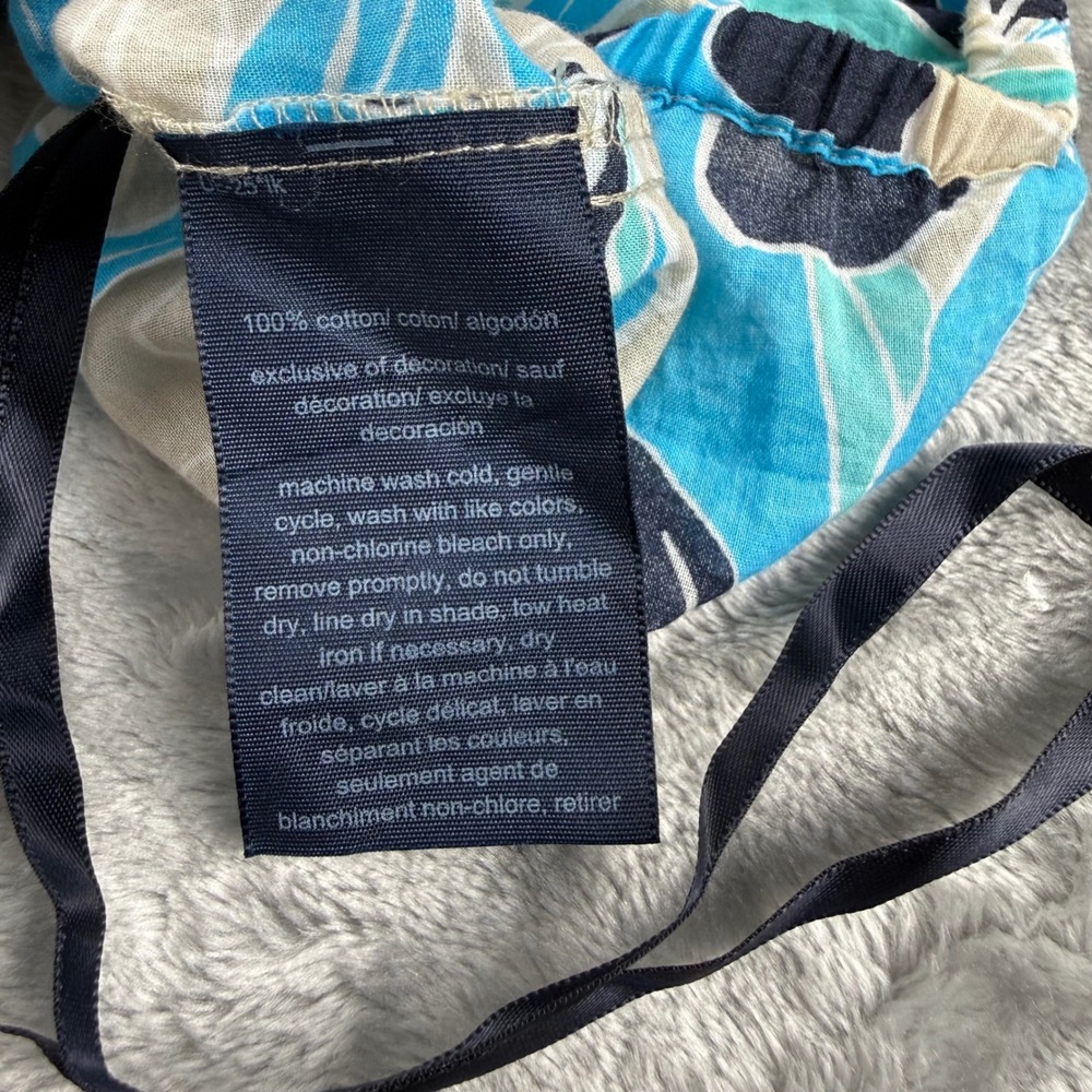 Tommy Hilfiger Floral Front Knot Cropped Top Blue Tropical Cotton Coastal Cruise - Picture 9 of 16